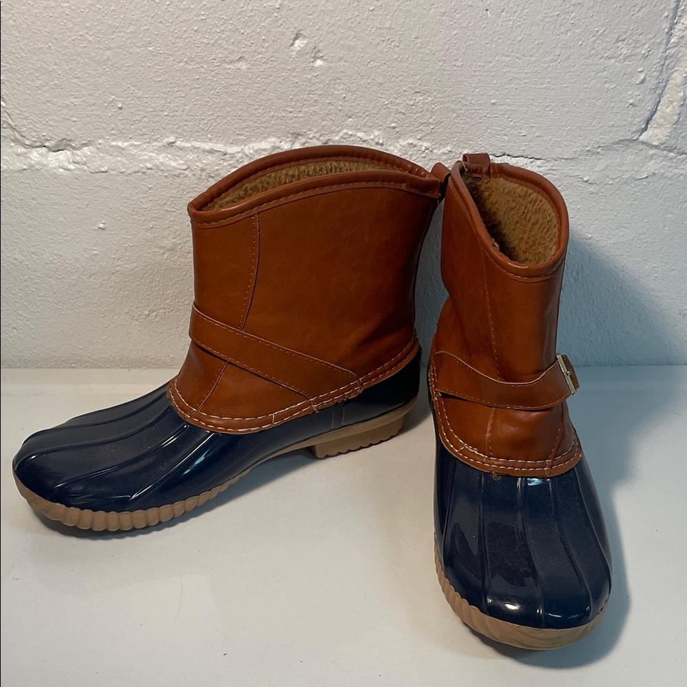 Avanti Samba Brown/Navy Rain Boots Sz 10